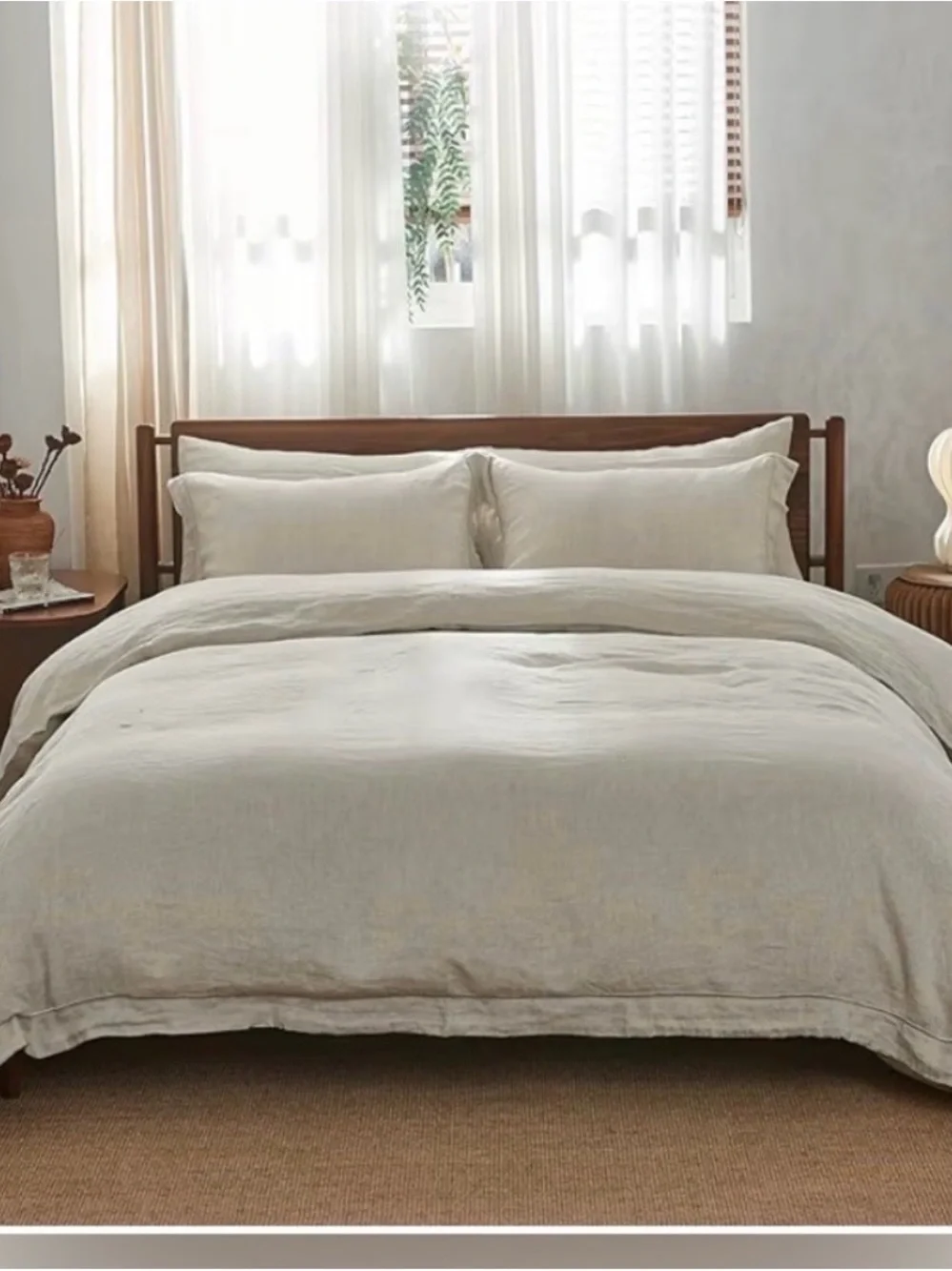 BUNDLE three 100% linen duvet Covers Sets, Natural flax,white-white, light gray